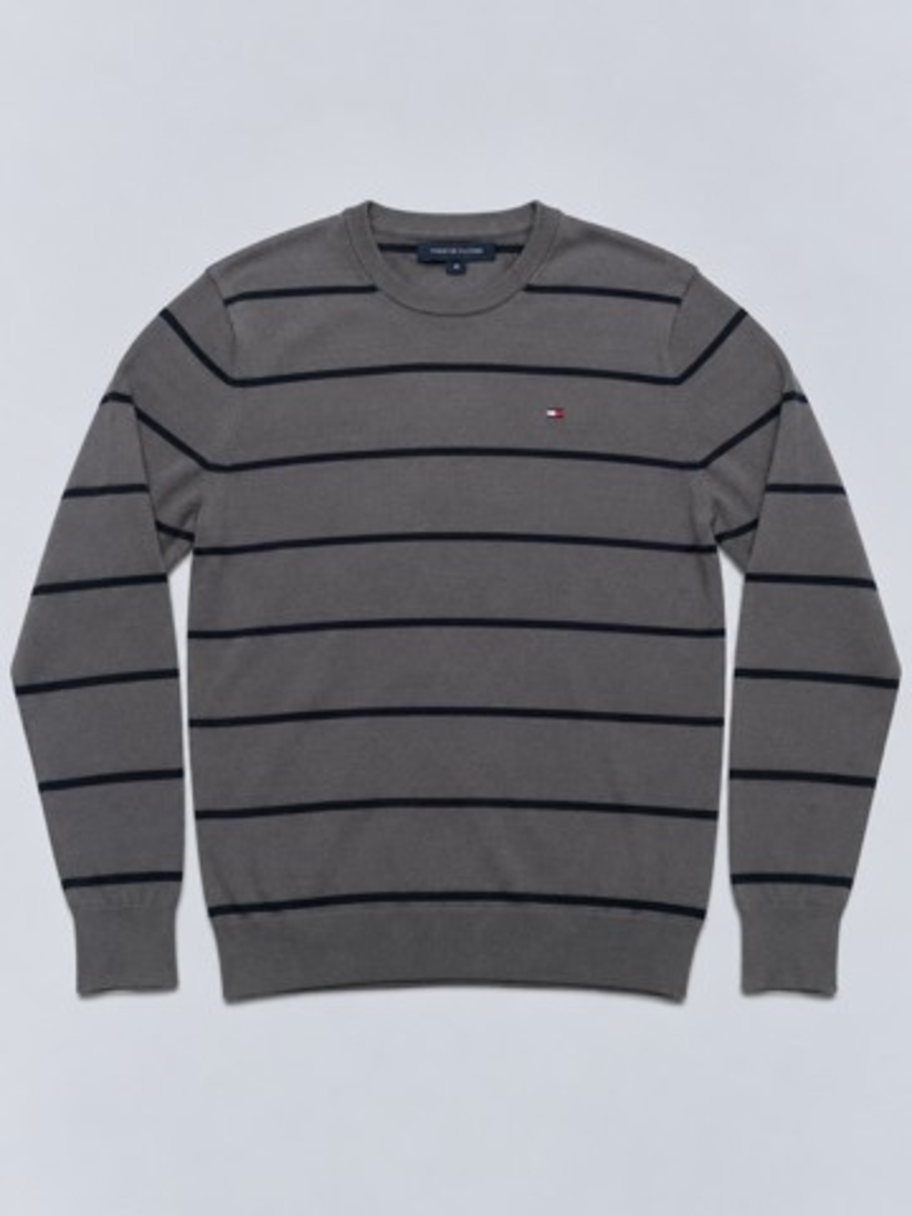 Tommy Hilfiger Men's Gray Stripe Crewneck Sweater